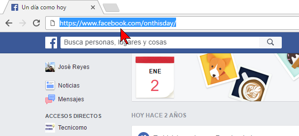 Enlace directo a la herramienta en cómo usar "Un día como hoy" de Facebook para borrar tu pasado