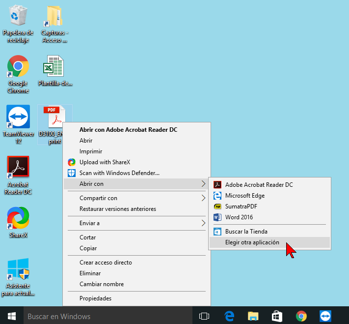 Elegir otra aplicación en cuáles son los mejores programas para abrir archivos PDF en Windows 10