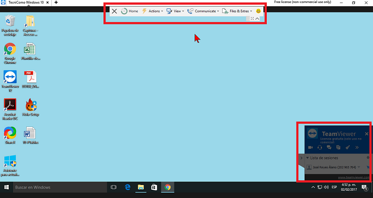 Vista de escritorio remoto con TeamViewer en cómo conectarse a una PC para control remoto con TeamViewer