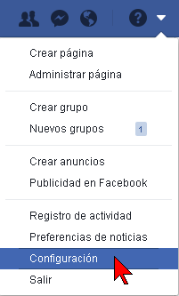 Opción Configuración de Facebook en cómo desactivar una cuenta de Facebook