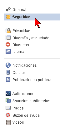 Opción Seguridad de Facebook en cómo desactivar una cuenta de Facebook
