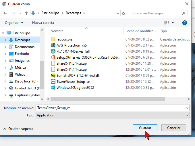 Carpeta de descargas en Chrome en cómo descargar e instalar TeamViewer en español