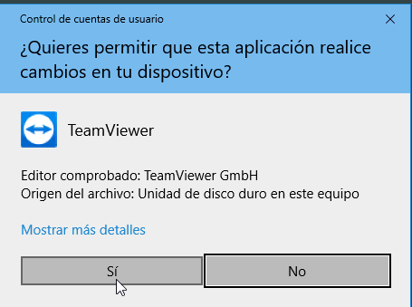 Para permitir a TeamViewer realizar cambios en tu dispositivo en cómo descargar e instalar TeamViewer en español