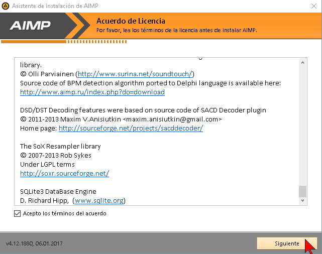 Acuerdo de Licencia de AIMP