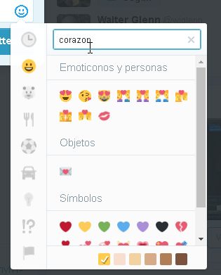Opción para buscar caritas de Twitter