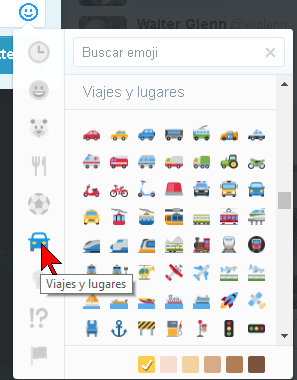 Caritas de Twitter de Viajes y lugares