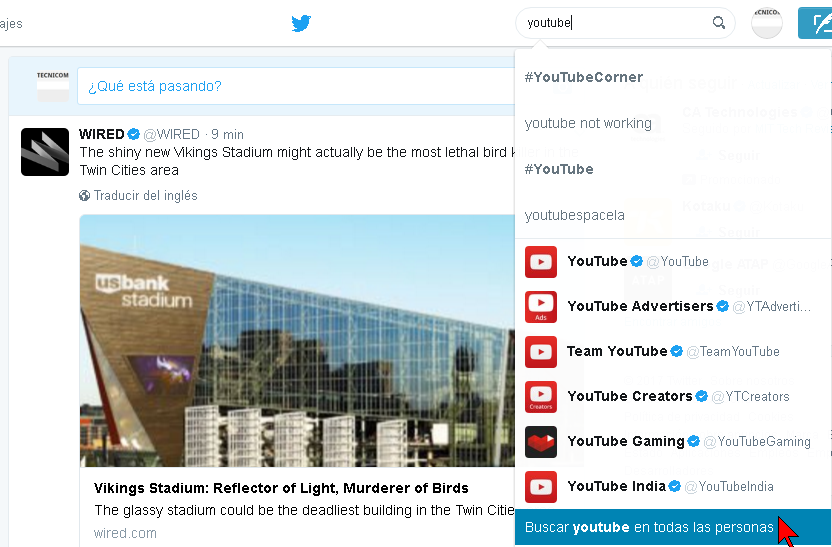 Usando el cuadro de búsqueda de Twitter en cómo buscar tuits o personas en Twitter