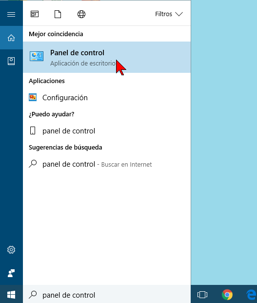 Accediendo al Panel de control en cómo cambiar las opciones de memoria virtual en Windows 10