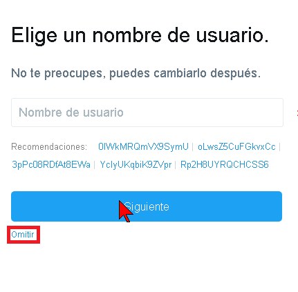 Seleccionando el nombre de usuario de la cuenta de Twitter