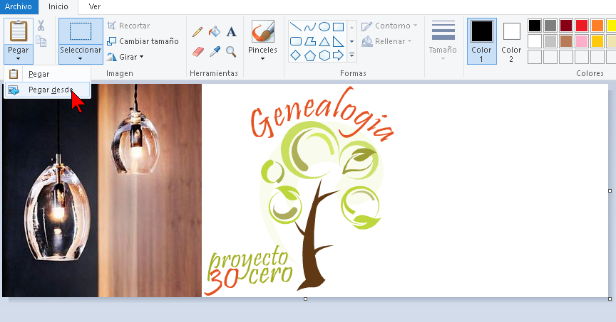 Ajustando la foto de portada en Paint para nuestro Facebook