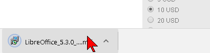 Indicación en el navegador de que Libre Office fue descargado