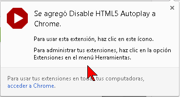 Mensaje de que Se agregó Disable HTML5 Autoplay en cómo deshabilitar la reproducción automática de videos en HTML5