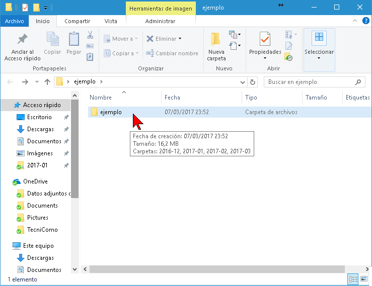Seleccionando una carpeta en cómo dividir un archivo muy grande usando 7-Zip