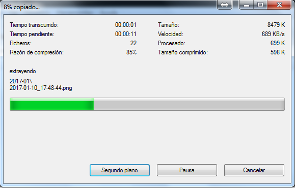 Copiando y extrayendo un archivo con 7-Zip