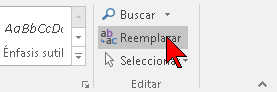 Botón Reemplazar de Word 2016