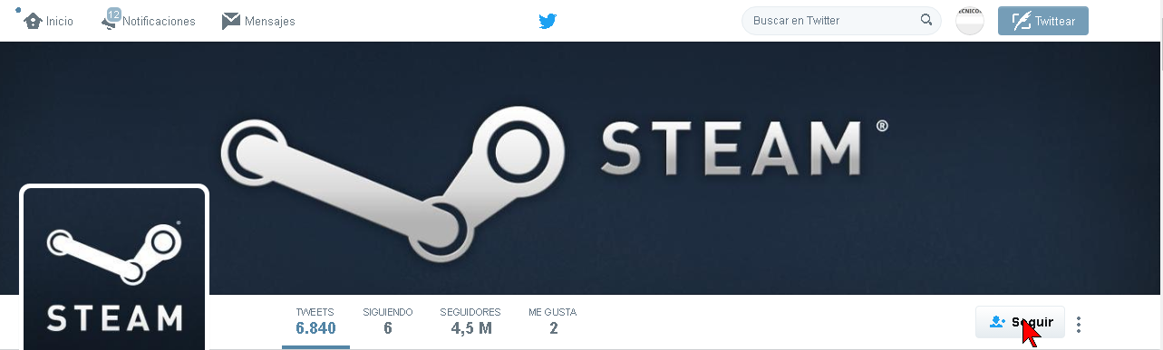 Botón Seguir en un perfil de Twitter en cómo seguir a alguien Twitter