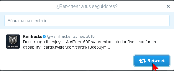 Agregando un comentario y retuiteando en cómo usar la función retuitear en Twitter