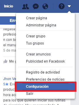 Opción de Configuración en cómo controlar quien puede ver lo que publican en mi muro de Facebook