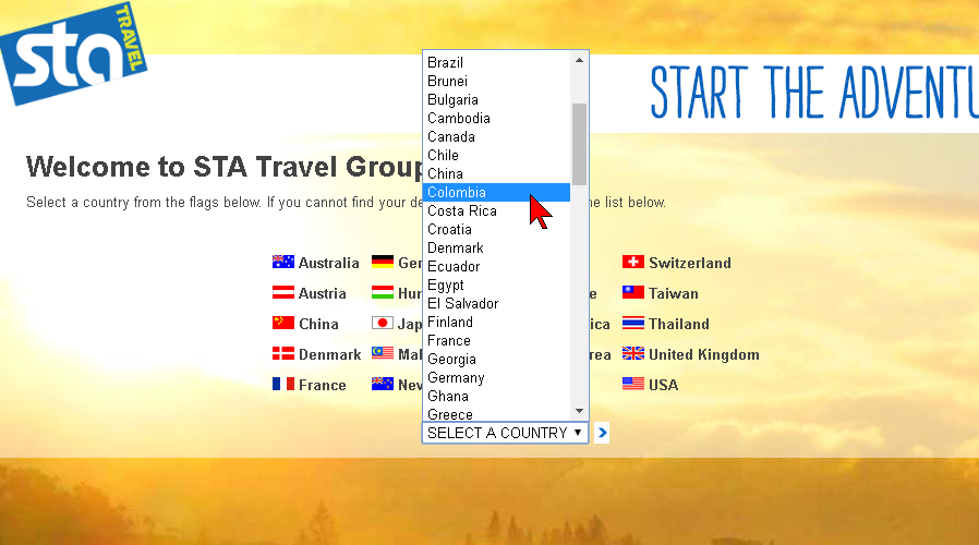 Lista de países disponibles de STA Travel en las mejores páginas para comprar pasajes baratos en Internet