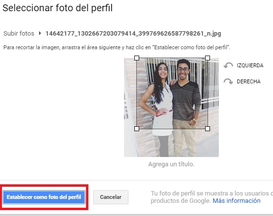 Establecer como foto de perfil de Gmail