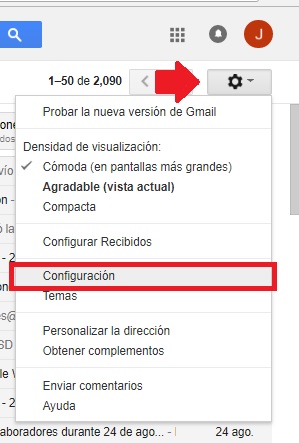 Opción de configuración en cómo agregar una foto de perfil a tu cuenta de Gmail
