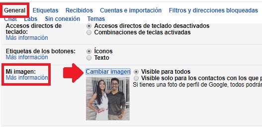 Cambiar mi imagen de Gmail