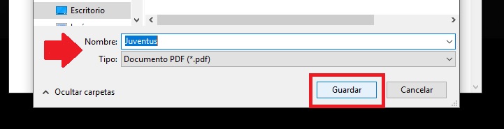 Nombrar el archivo PDF recién creado en cómo crear fácilmente archivos PDF en Windows 10