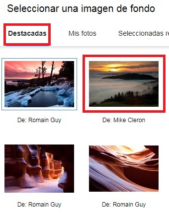 Imágenes destacadas de Gmail para personalizar fondo