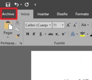 Columna de archivo en cómo personalizar el tema y el fondo de Microsoft Office