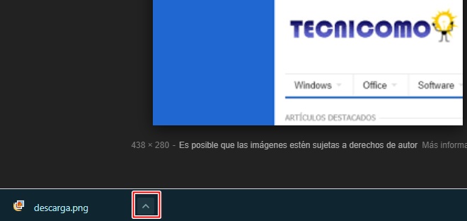 Flecha para opciones de archivo en cómo deshabilitar que los archivos descargados abran automáticamente en Google Chrome