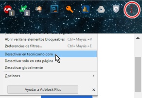 Menú de configuración de Google Chrome