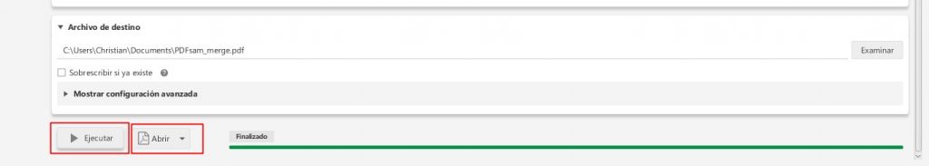 clic en ejecutar y luego en abrir para ver el PDF resultado