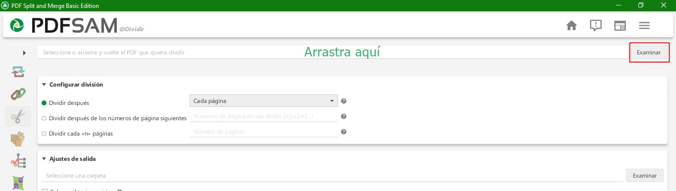 arrastra o selecciona el archivo PDF que quieres dividir