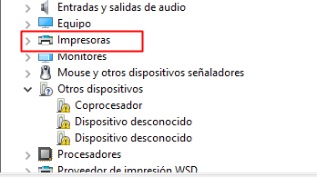 Expande impresoras en el Administrador de dispositivos de Windows 10