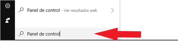 Buscar panel de control en cómo establecer la impresora predeterminada en Windows 10