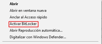 Activar Bitlocker en cómo proteger un USB drive con contraseña