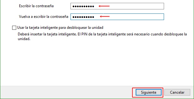 Agregar la contraseña de BitLocker en Windows 10
