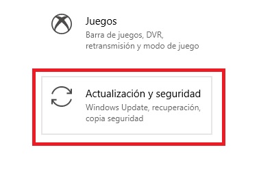 Botón de actualización y seguridad