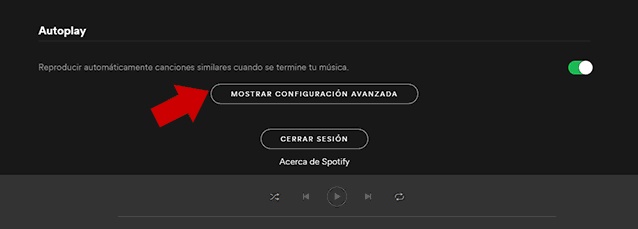 mostrar configuración avanzada en cómo evitar que Spotify abra al iniciar Windows 10