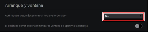 marcar no abrir al iniciar windows en Spotify