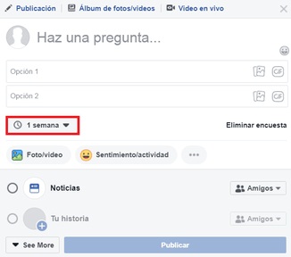 Tiempo de duración de una encuesta en Facebook