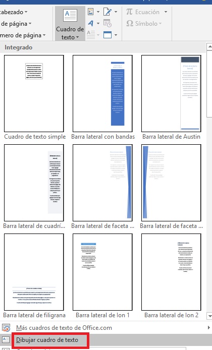 Dibujar un cuadro de texto en Microsoft Word