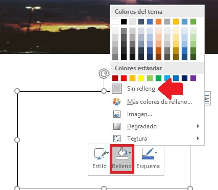 Cuadro de texto sin relleno en imagen en Microsoft Word
