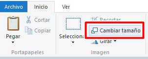 Haz clic en cambiar tamaño en Paint