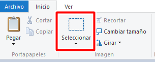 Haz clic en seleccionar en Paint