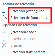 Elige entre selección rectangular y selección de forma libre en Paint