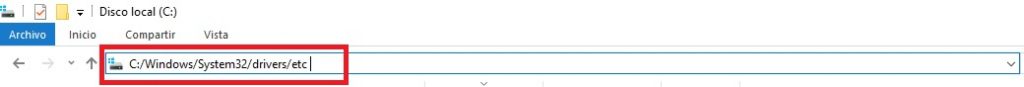 Abrir ruta de dirección del Disco Local en Windows 10