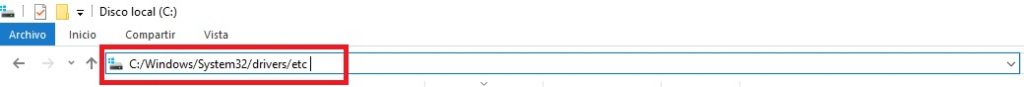 Abrir ruta de dirección del Disco Local en Windows 10