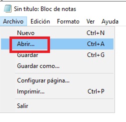 Abrir un nuevo archivo en Bloc de notas