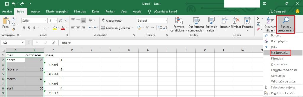 Buscar y Seleccionar opciones en Excel